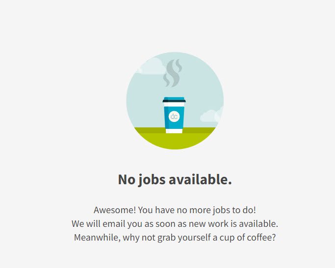 Neevo dashboard - no jobs available