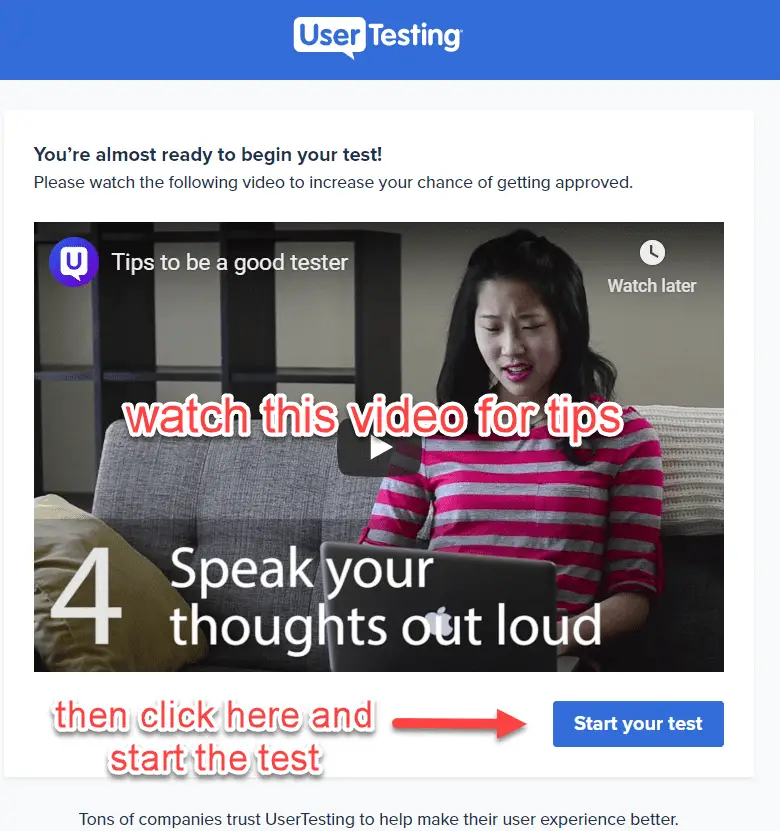 usertesting.com qualification test