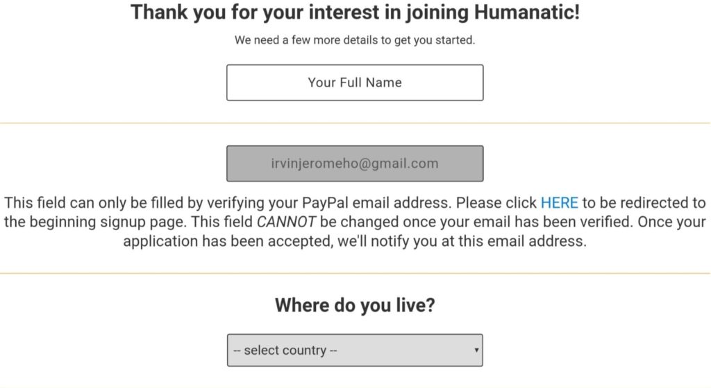 humanatic signup process, how to register at humanatic