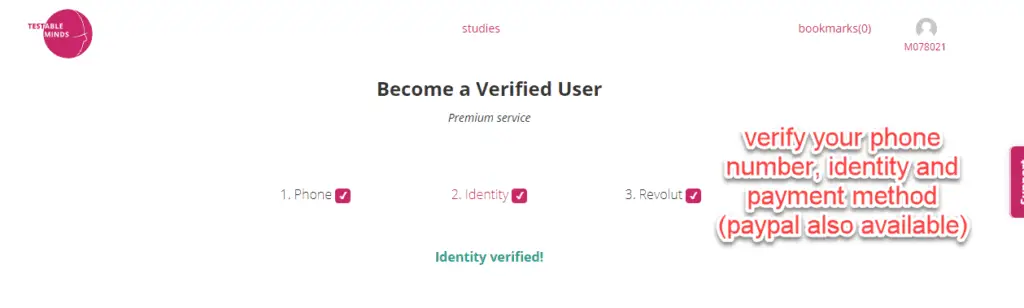 Verify your identity for more opportunities