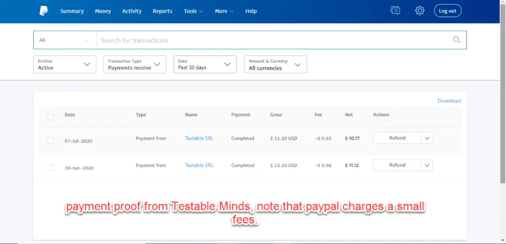 Payment proof for minds.testable.org