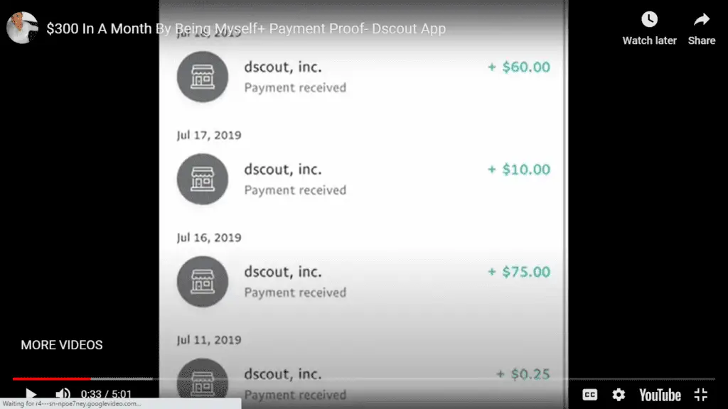 Dscout Payment Proof Video