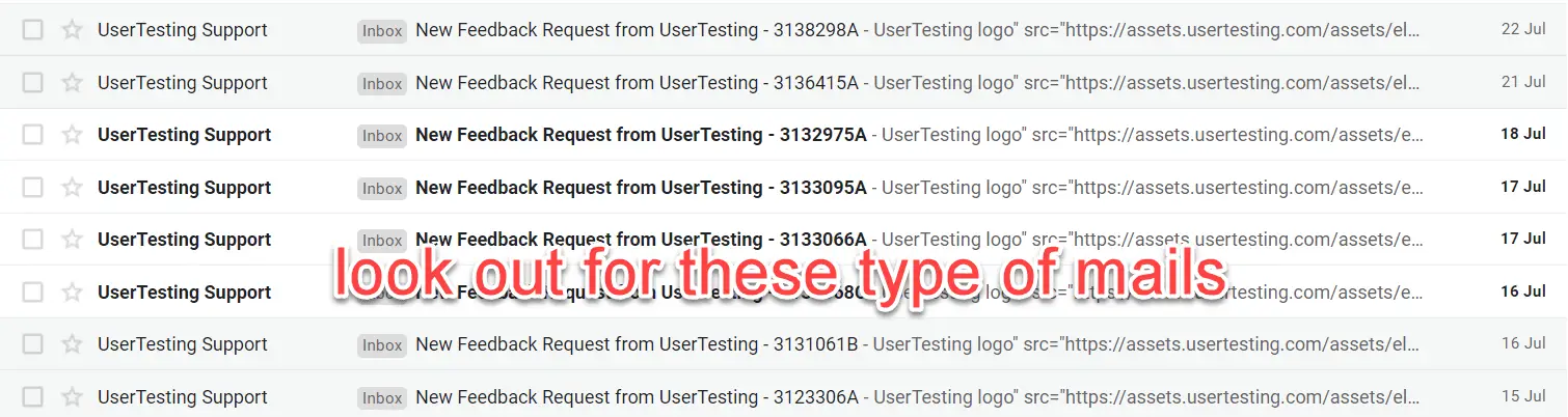 feedback request from usertesting