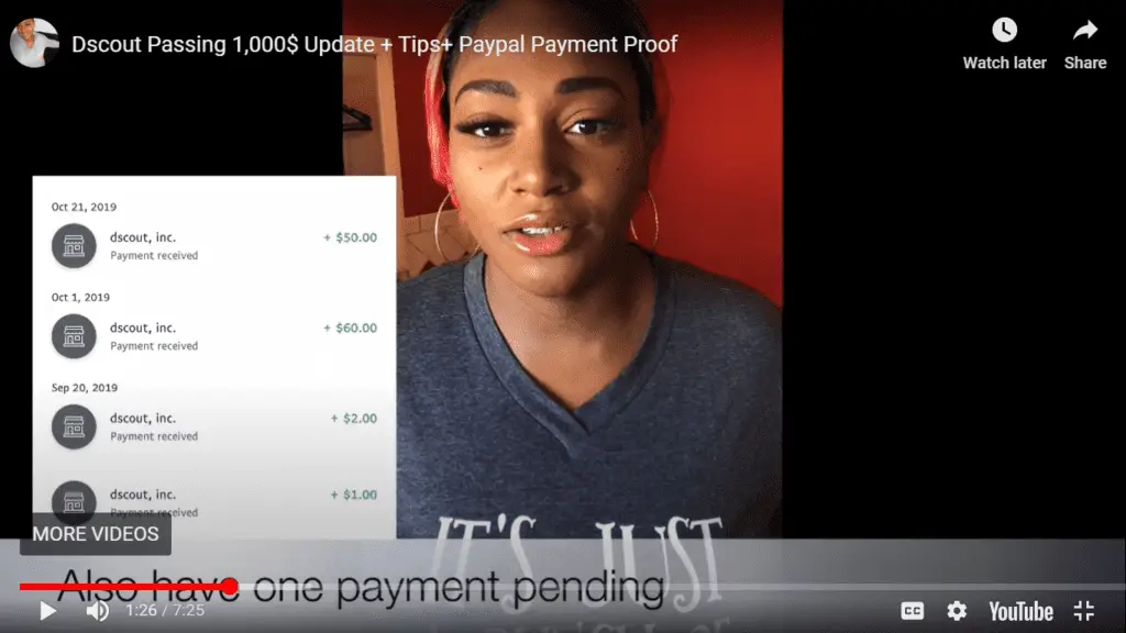 Dscout Payment Proof Video