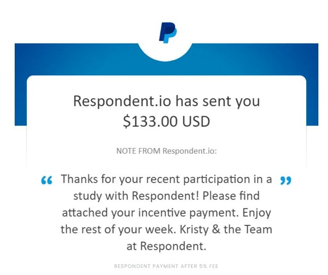 Respondent payment proof