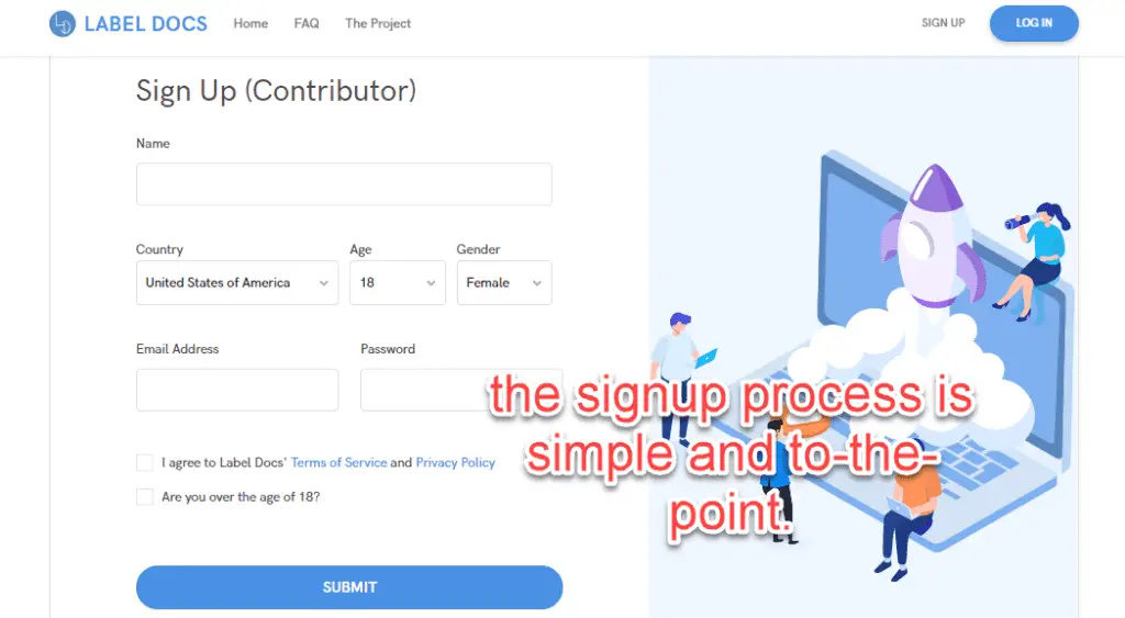 signing up for labeldocs is simple
