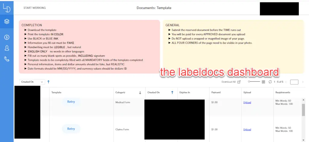 The Labeldocs Dashboard