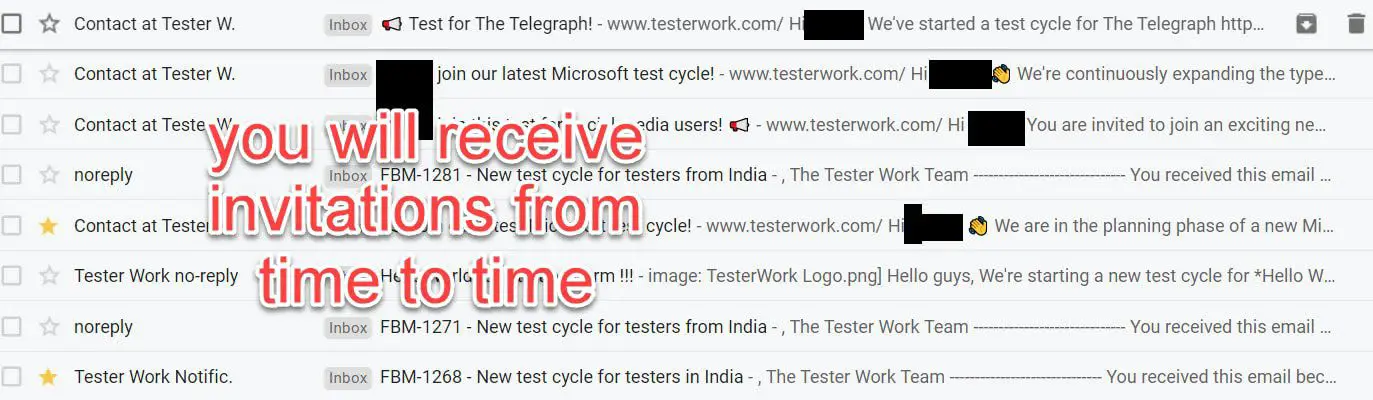 testerwork email invitations