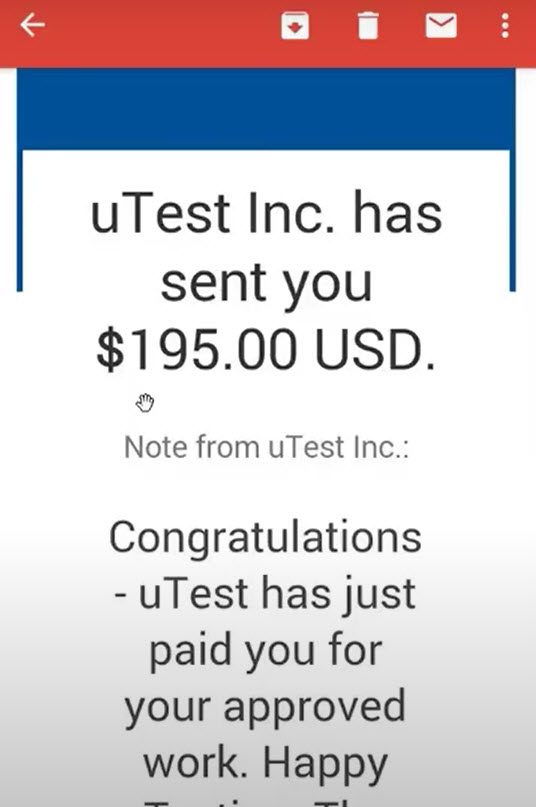 uTest Payment Proofs Paypal