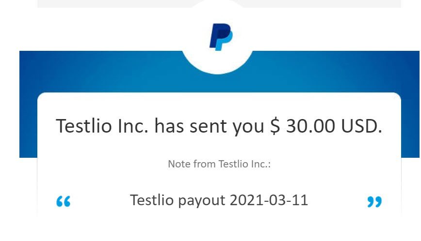 testlio payment proof paypal