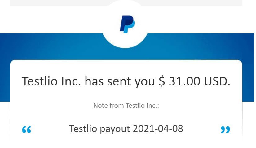 testlio payment proof for april 2021