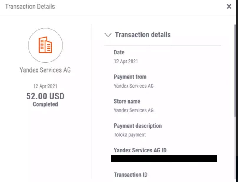 yandex toloka payment proof 2