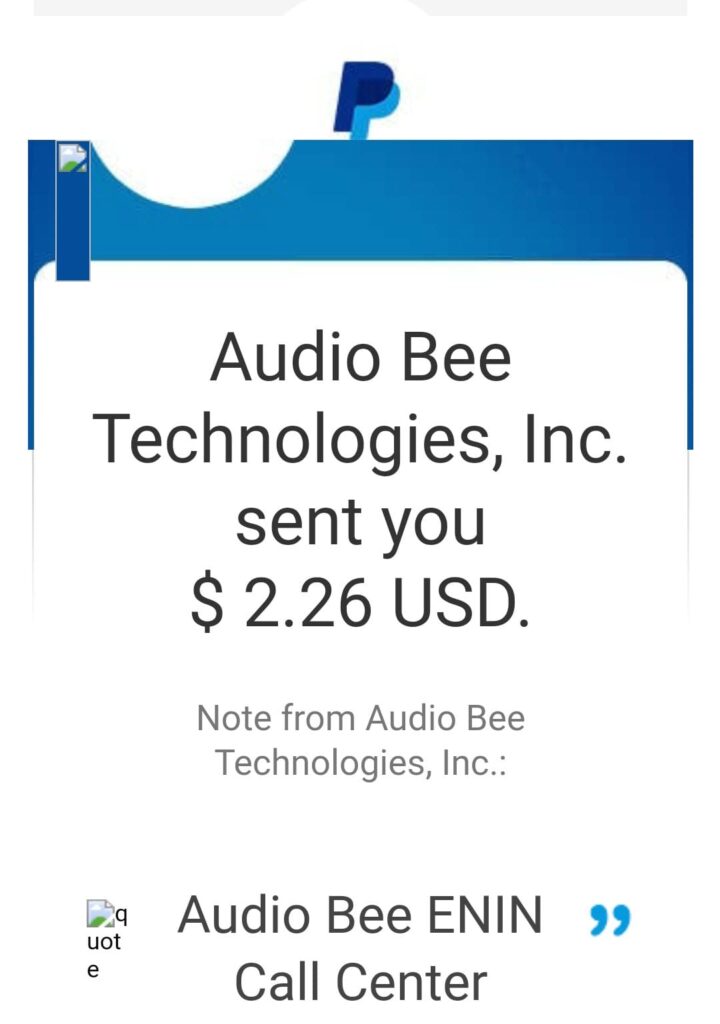 audiobee payment proof