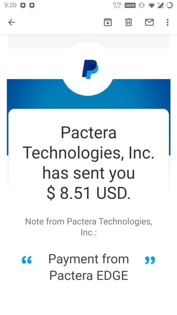 oneforma pactera payment proof