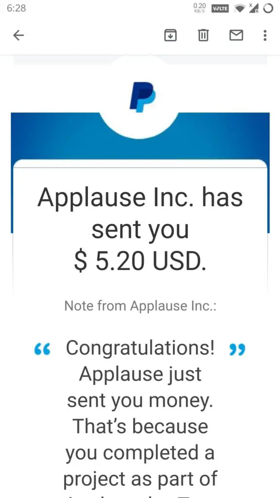 uTest applause payment proof