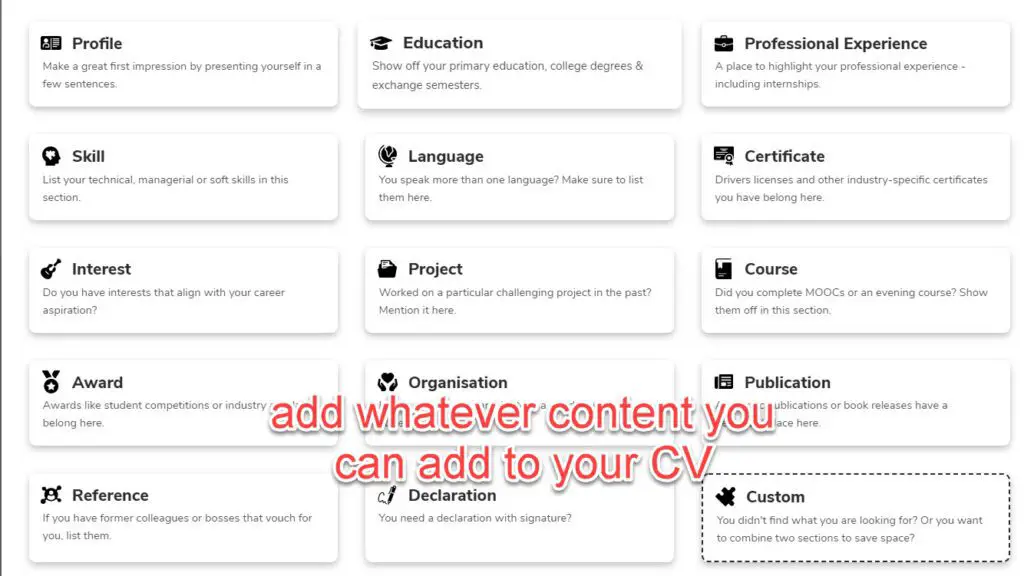different sections you can add to your resume