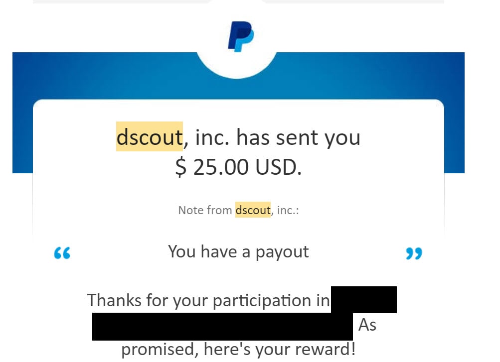 dscout payment proof latest july 2021