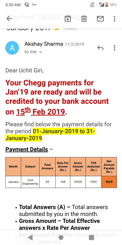 chegg payment proof india