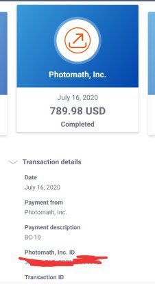 legit paying sites photomath payment proof