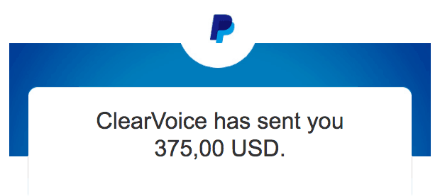 clearvoice payment proof