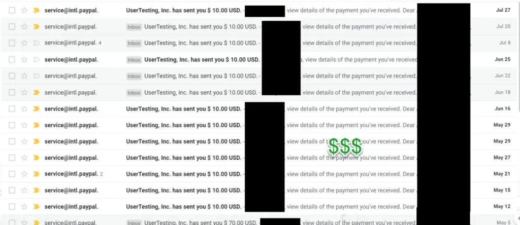 some payment proofs from Usertesting