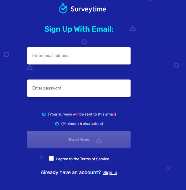 step-by-step tutorial to signup at surveytime