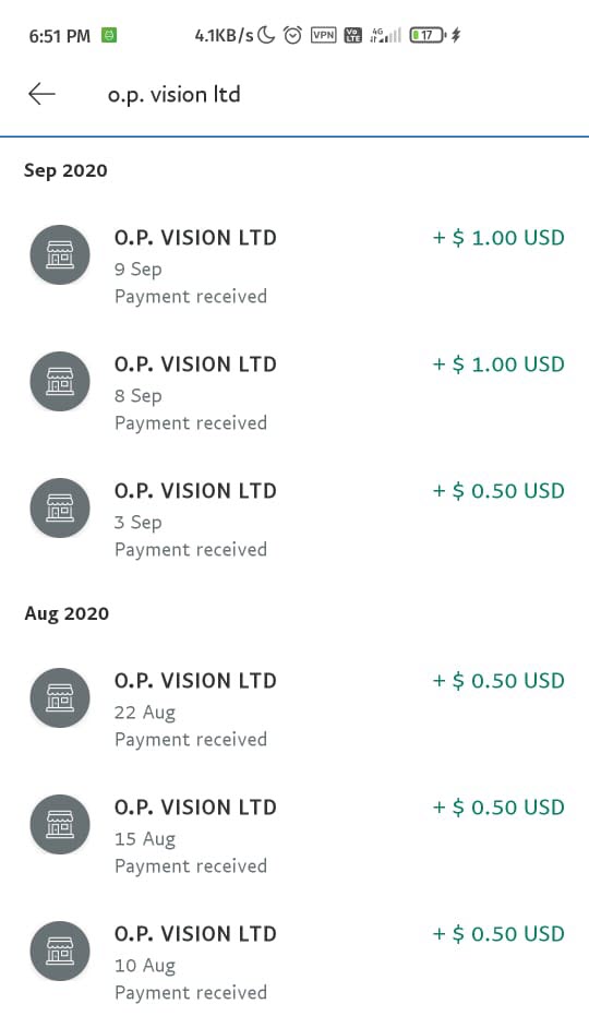 payments received from surveytime (new)