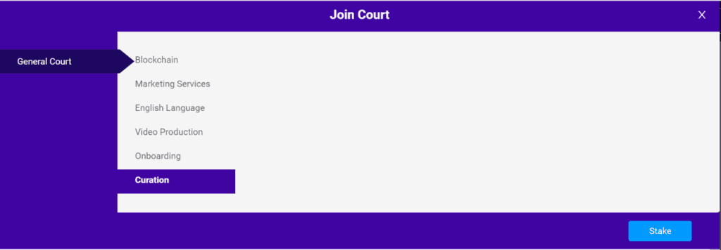 the different categories of courts in kleros.io