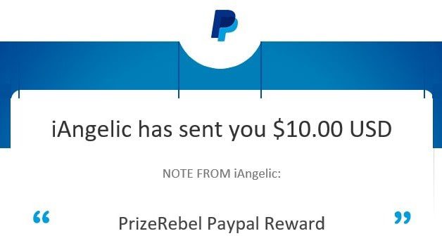 Prize Rebel payment proof from paypal