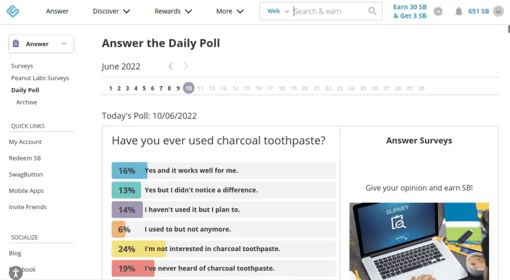 daily polls in swagbucks