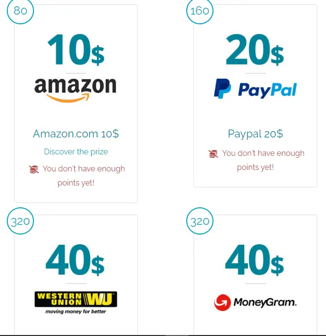 the value of points in surveyeah