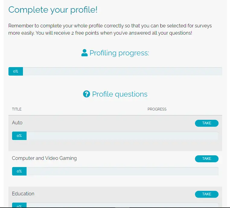 filling out your surveyeah profile