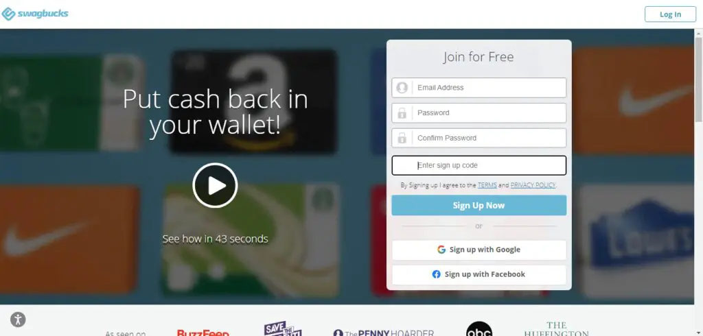 swagbucks registration page