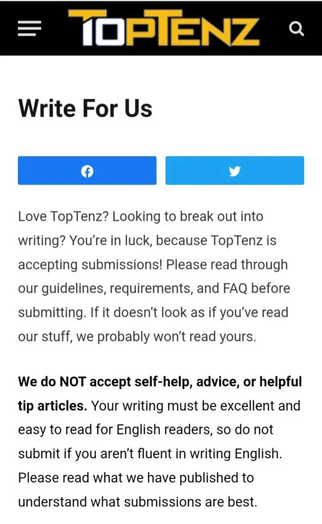 Top Tenz Write for Us Page