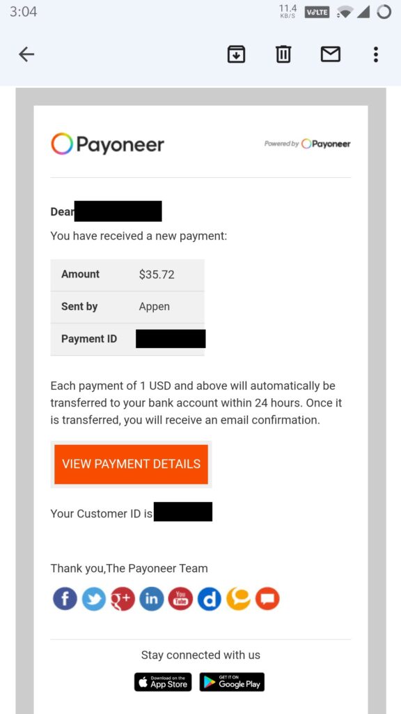appen connect payment proof payoneer 2022