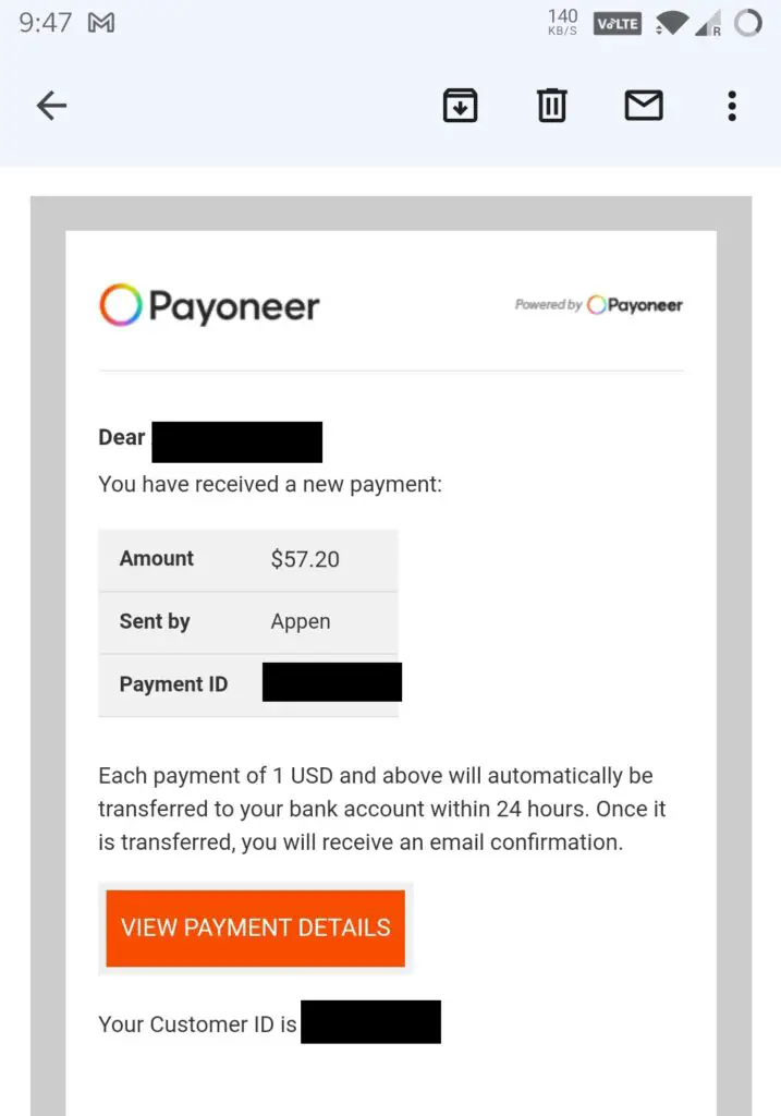appen connect payment proof payoneer 2022