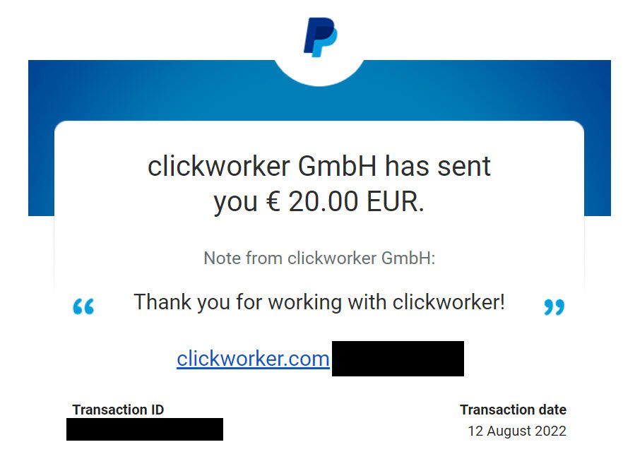 clickworker payment proof 2022