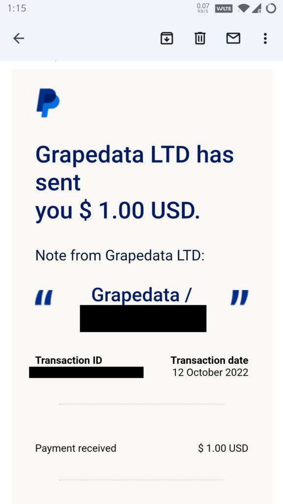 grapedata research payment proof (legit 2022)