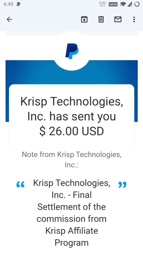 payment from krisp