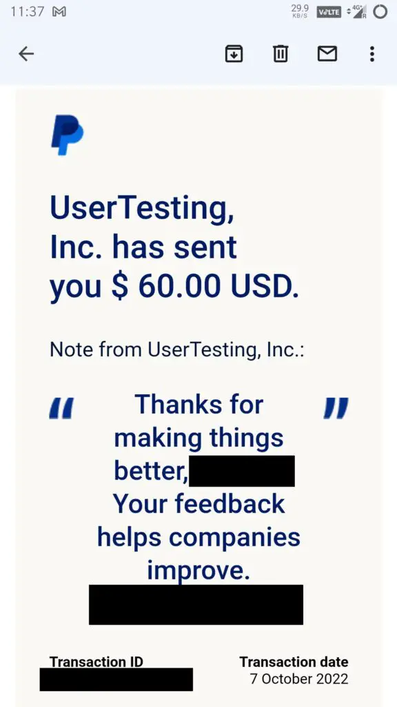 usertesting latest payment proofs. earning money through feedback